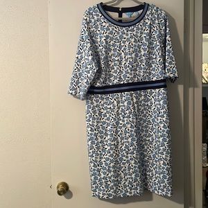 Draper James 1X Persley Ponte Dress Blue Magnolia Vines.